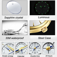 Carnival business watch 40mm dial Seagull mechanical movt 3ATM luminous causal wristwatch 8762G - Thumbnail 3