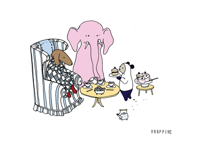 🔴SOLD OUT "Tea Time" Original Art Pring by BB&PPINC