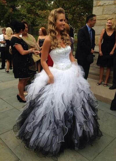 Sweetheart Ball Gown White And Black Quinceanera Dresses