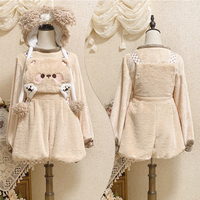 Original cute embroidered plush  Overalls + sweatshirt set - Thumbnail 4