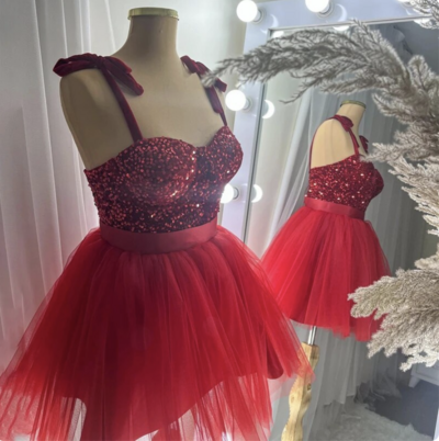 Two Piece Burgundy Short Prom Dresses Homecoming Dresses