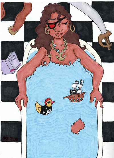 BubbleBath Pirate Original Drawing