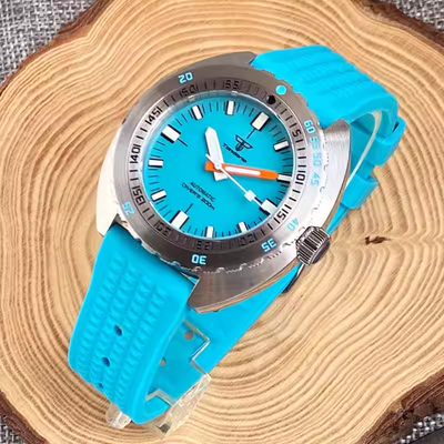 Tandorio Mens diving watches 42mm dial 120 clicks 20bar luminous causal business wristwatch T208