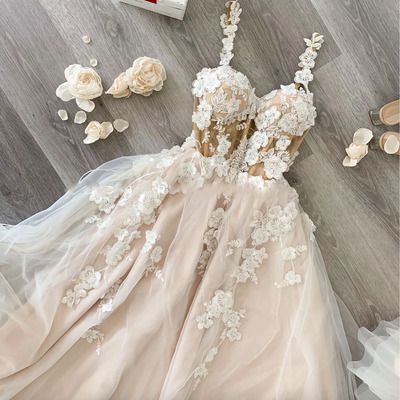 Wedding Dresses Bridal Gown with 3D Flowers