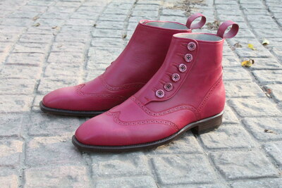 Crafted Leather Handmade Men Button Ankle High Dress Boot