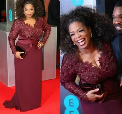 Plus Size Mother Of The Bride Dresses Burgundy Lace Long Sleeves V Neck Sash Red Carpet Formal Wedding Party Gown