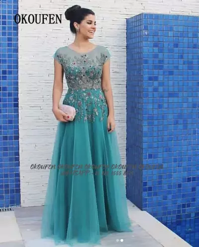 Luxury Mother of the Bride Dresses for Wedding Evening Gowns Cap Short Sleeve Sexy Illusion Belly Formal Celebrity Gowns