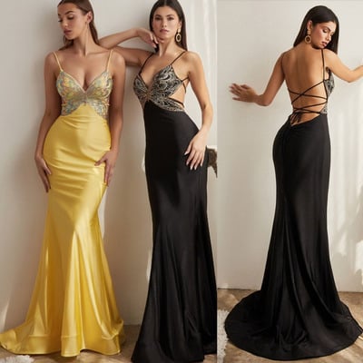Spaghetti straps prom dresses backless  - Thumbnail 1