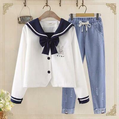 New Cute College Style Navy Collar Uniform Suit
