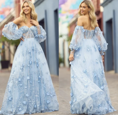 Sky Blue Prom Dresses Corset