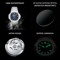 Cadisen Watches Mens 40mm case Japanese NH35A automatic mechanical luminous 10ATM business wristwatch C8222 - Thumbnail 4