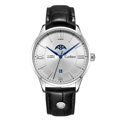 Mens business watch 41.5mm case moon-shaped week display automatic mechanical causal wristwatch c8188 - Thumbnail 2