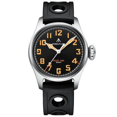 Mens Quartz Pilot Watch 39MM Case VH31 Movement Sapphire Rubber Strap Luminous Business Causal Wristwatch SF740W