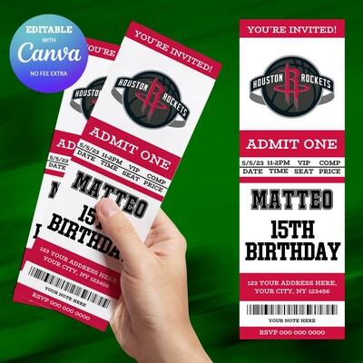 Memphis Grizzlies Birthday Invitation, Basketball Ticket Birthday Invitation Canva Editable