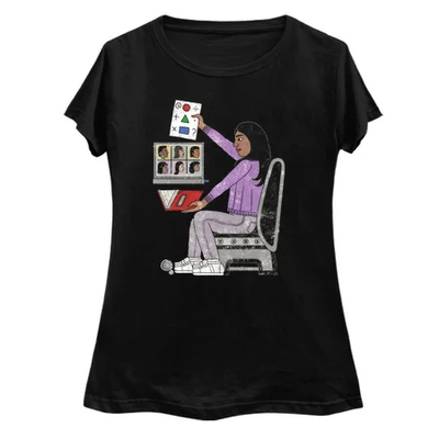 Teachers are Essential Ladies Curvy Black T-Shirt