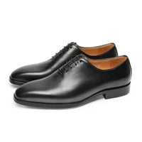 Handmade leather shoes men's formal lace-up layer cowhide suit wedding shoes work genuine leather shoes  2 colors - Thumbnail 4