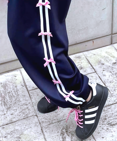 Y2K PINK BOW TRACK PANTS