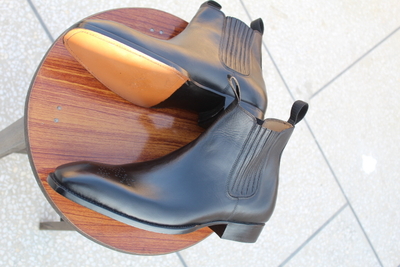 Crafted Leather Handmade Men's Fashion Black Leather Chelsea Boot