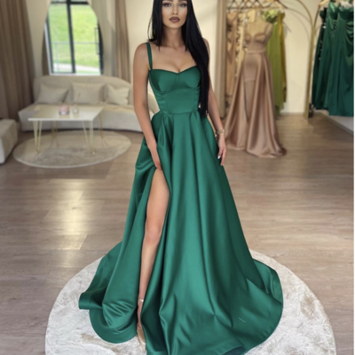 Green prom dresses slit side  - Thumbnail 2