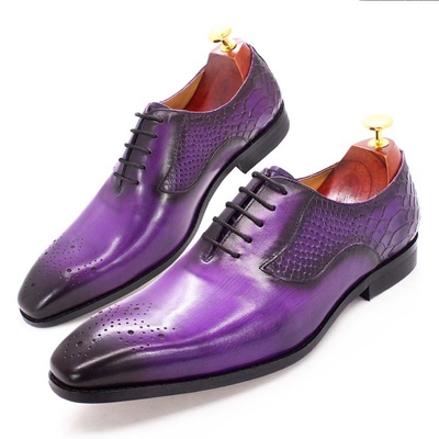 Men's Oxford Shoes Genuine Leather Snake Print Embossed Fashion Men's Shoes 2 colors