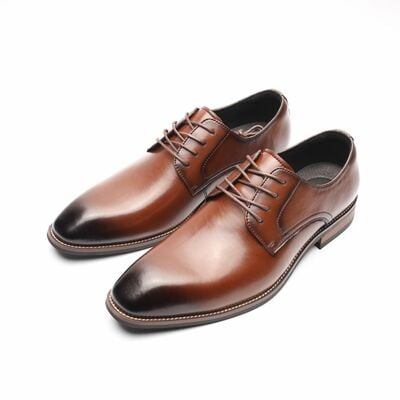 Handmade Men's genuine leather casual derby business square toe leather shoes 2 colors