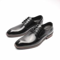 Handmade Men's genuine leather casual derby business square toe leather shoes 2 colors - Thumbnail 1