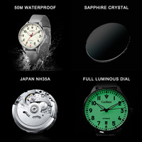 Cadisen Pilot Mens Causal Watches Full Luminous Dial 40MM Case Automatic Mechanical 5BAR Wristwatch C8224 - Thumbnail 4