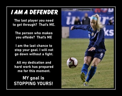 Inspirational Julie Ertz Soccer Motivation Quote Poster #3 Daughter Wall Art Gift I Am A Defender Soccer Wall Decor