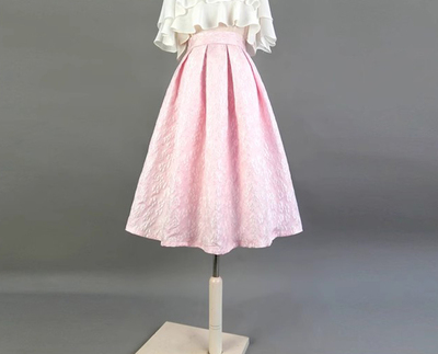 Women Hot Pink Midi Pleated Skirt Winter Midi Pleated Holiday Skirt Outfit Custom Plus Size