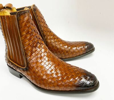 Unique Handmade Slip on Cognac Boots