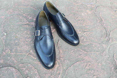 Crafted Leather Gray Split Toe Derby Classic Last Monk Strap Dress Shoes