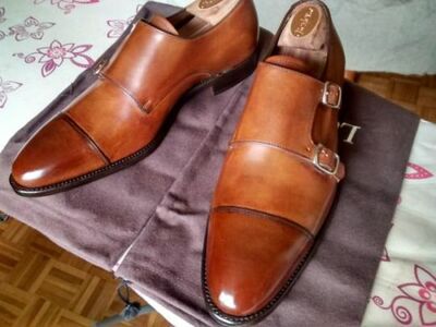 New Gentlemen Look Classic Brown Handmade Monk Strap Formal Shoes