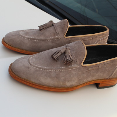 Crafted leather awesome men gray suede tassel loafer dress shoes - Thumbnail 5