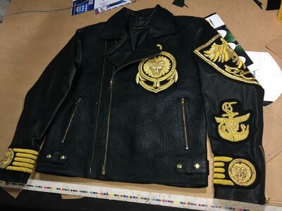 Crafted Leather New H&M Embroidery Patches Golden Black Brando Style Lion Leather Motorcycle Jacket