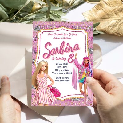 Barbie Birthday Invitation, Barbie Princess Birthday Invitation Canva Editable Instant Download