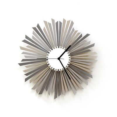 The Sirius - stylish silver / grey wooden wall clock, a piece of wall art in 2 sizes