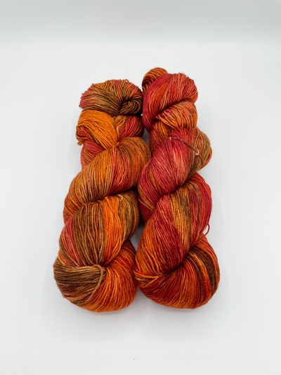 Burnt Leaves Hand Dyed Fingering Weight Sock Yarn