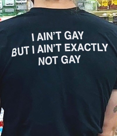 Free Shipping-I AIN'T GAY BUT I AIN'T EXACTLY NOT GAY TEE