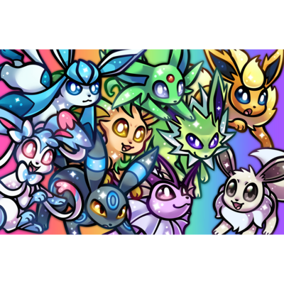 Holographic Shiny Eevee Evolutions Print