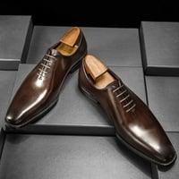 Handmade  Men's leather shoes business dress new groom calfskin shoes 2 colors - Thumbnail 3