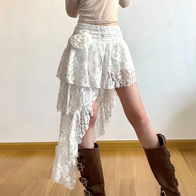 Boho White Lace Irregular Skirt