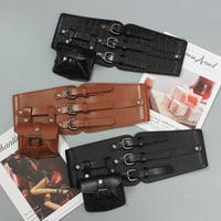 PU faux leather wide waistband for women - Thumbnail 8