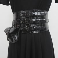 PU faux leather wide waistband for women - Thumbnail 2