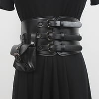 PU faux leather wide waistband for women - Thumbnail 3