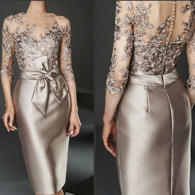 Knee Length Mother of the Bride Dresses with 3/4 Sleeves