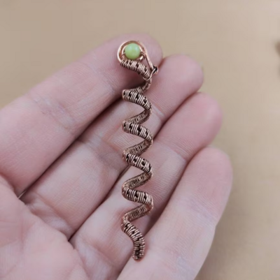 Unisex snake dreadlock bead, boho dread loc with gemstone,