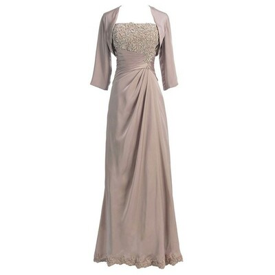 Sheath Strapless Long Champagne Mother of The Bride Dress,1003