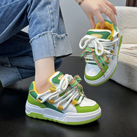 Avocado Green Lace Up Casual Sneakers For Women - Thumbnail 1