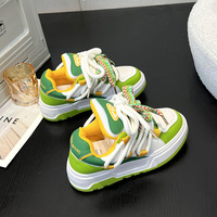 Avocado Green Lace Up Casual Sneakers For Women - Thumbnail 3