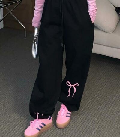 Bow Print Wool Sweat Pants